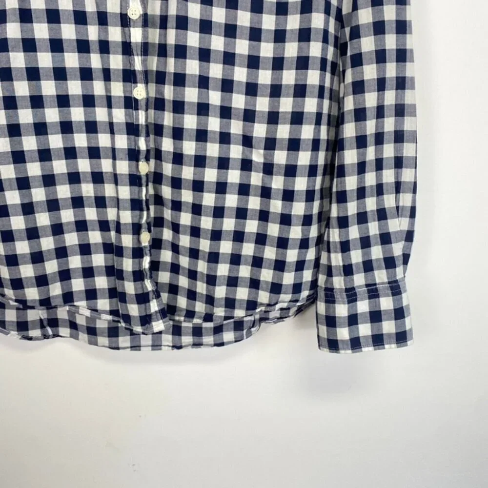 J. Crew Blue and White Checkered Button Down Top